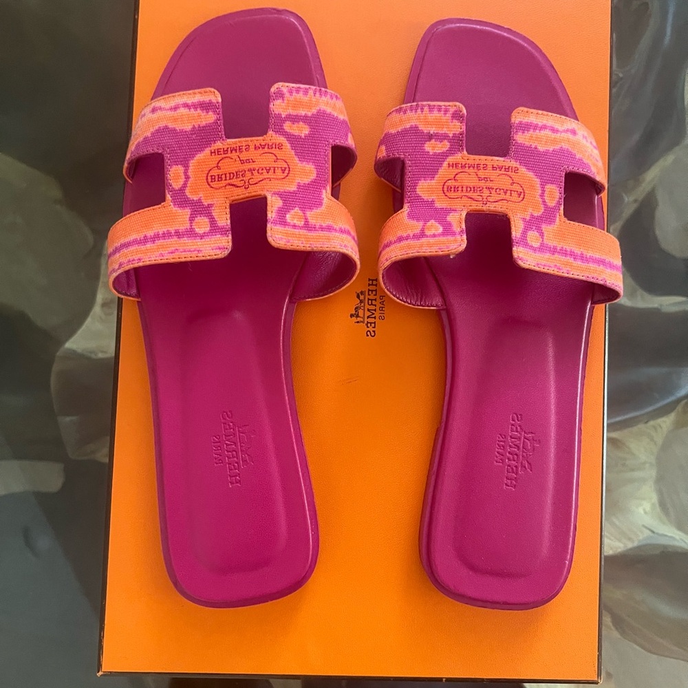 Hermes Vibrant Pink and Orange Sandals